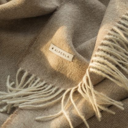 Beige alpaca throw blanket