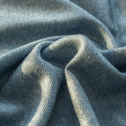 Blue herringbone alpaca blanket