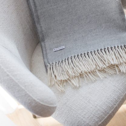 Grey elegant alpaca throw blanket