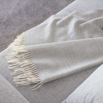 Grey herringbone alpaca blanket