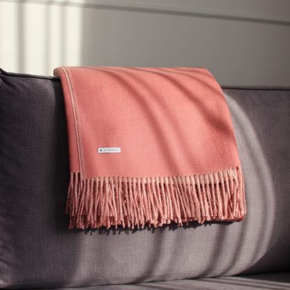 Pink luxury wools alpaca throw blanket