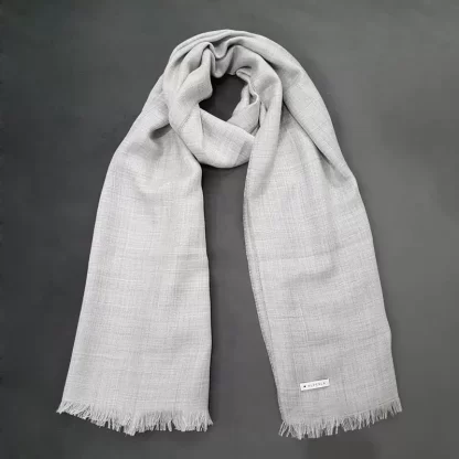 Thin, mist scarf made of alpaca and silk in gray shade