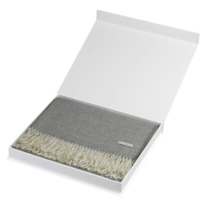 Grey herringbone alpaca throw