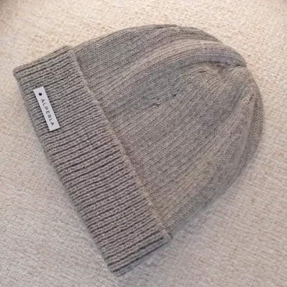 Grey wool hat 100% baby alpaca