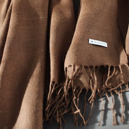 Thin brown alpaca wool shawl