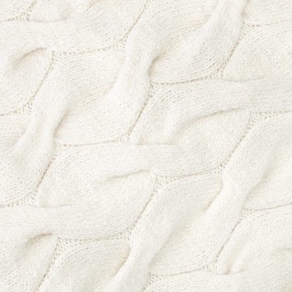 White alpaca blanket with plaid weave